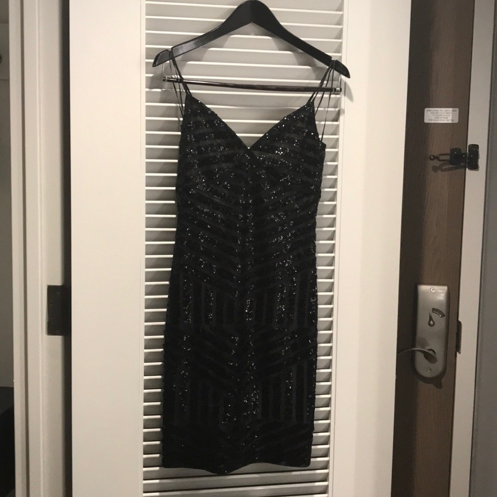 Express Black Beaded Midi Dress